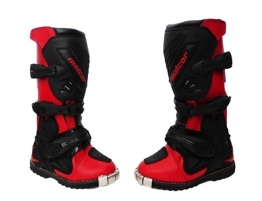 Botas motocross MTR niño rojas con hebillas ajustables
