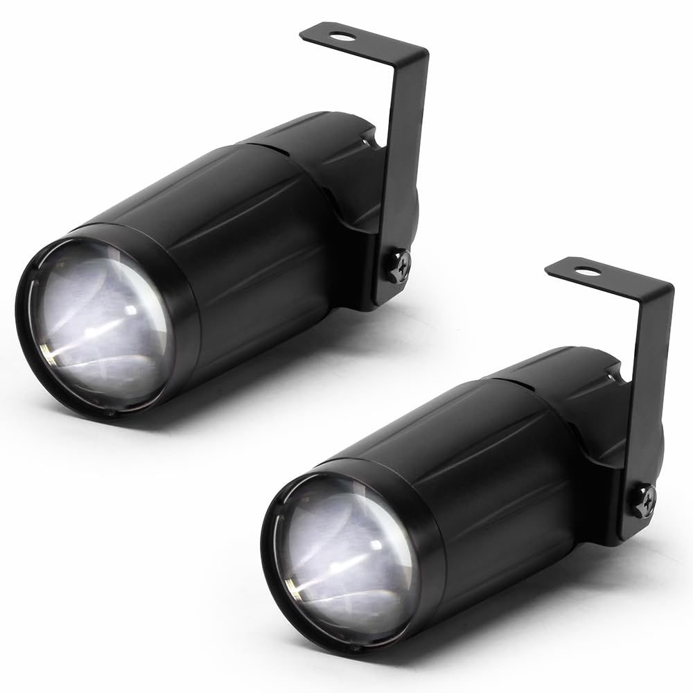2PCS LED Pinspot Licht, DJ Effekt Weiße Punktstrahler Spot Licht für Discokugel Spiegelkugel Party Hochzeit Halloween Weihnachten Dance DJ Show