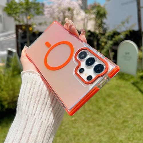 Coque magique changement de couleur pour Samsung Galaxy A55 orange magnétique