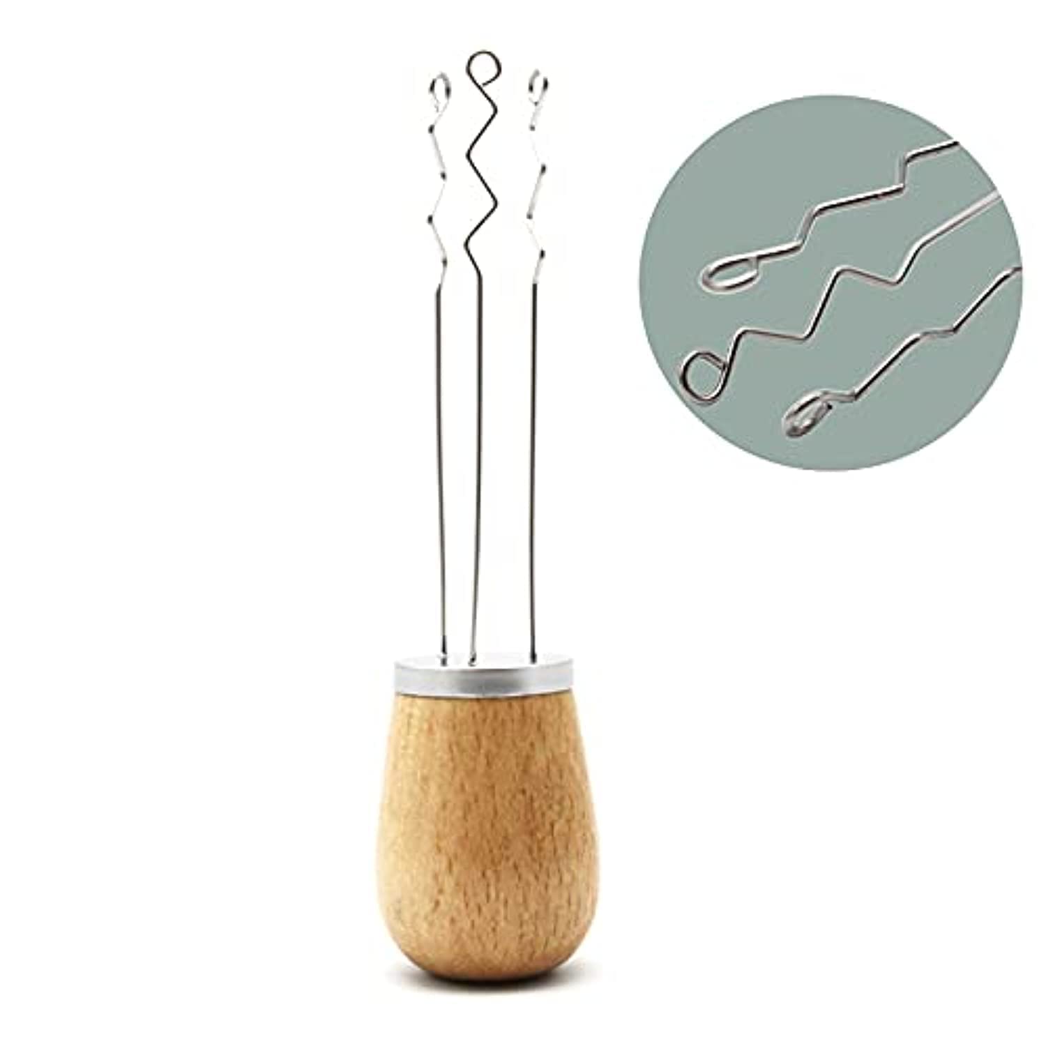 Espresso Coffee Stirrer WDT Tool Coffee Distribution Tool, Wood Handle Needle Coffee Tamper 58mm, 51mm, Upgrade Wave Shape Improve Extraction Efficiency, Easy to Stand with Flat Base