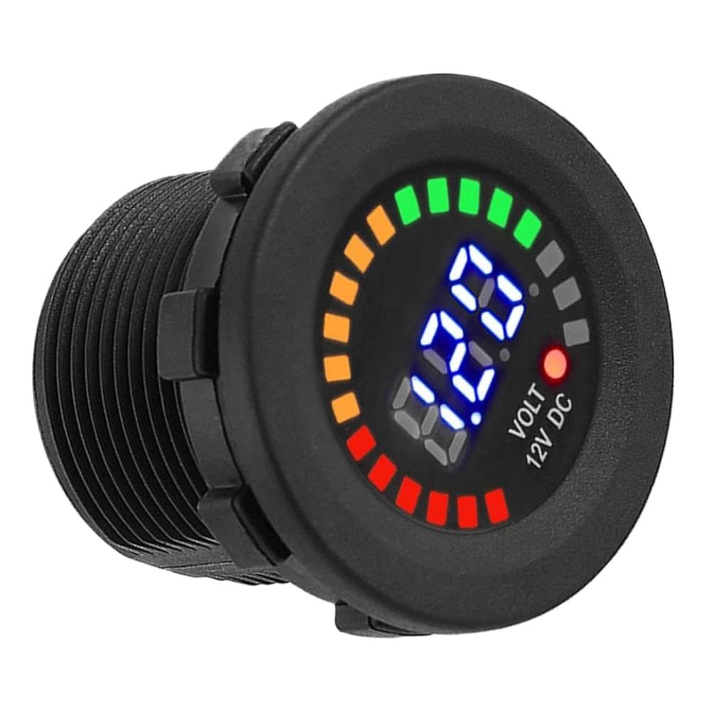 LED-Digitalanzeige-Voltmeter 12 V, kompatibel mit Motorrad, Auto, Boot, ATV, UTV, Wohnmobil