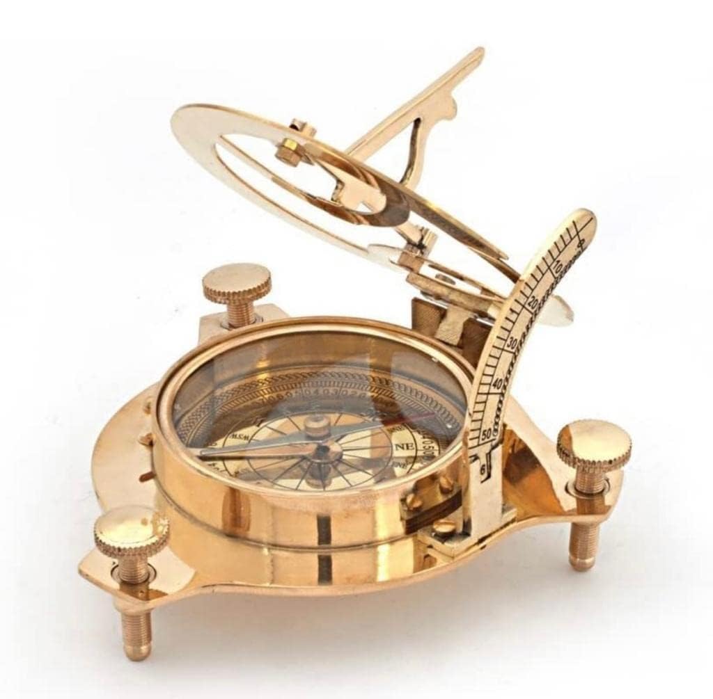 Sundial Compass for Hiking, 3 Inches Nautical Compass for Outdoor, Pocket Compass Hiking, Camping Maritime Vintage Sundial Compass, Wedding Gift-picture-13