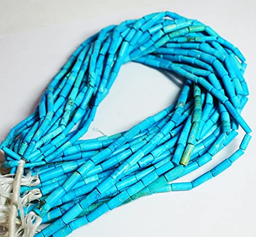 Perles turquoise véritables en cabochon forme tubes pour créations de joaillerie fine