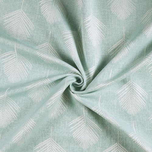 Image of haus & kinder Printed Jacquard Door Curtain 7 Feet Long Pack of 1 Door Curtain, 7 Feet Curtain for Door (Palm Charm, Aqua Nature Design 130x152 CM)
