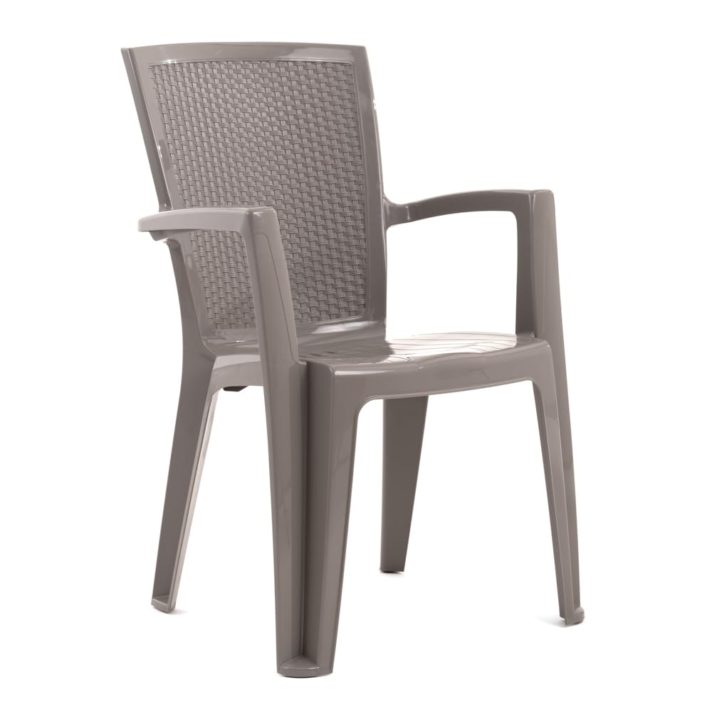SIEDITI FUORI E DENTRO Set pranzo da giardino tavolo Samuel 200x95cm + 6 Sedie Diana in resina (Tortora)