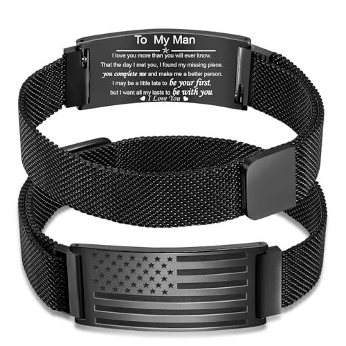 Bracelet for Men Dad Husband Boyfriend Son Grandson Brother Nephew Uncle American Flag Bracelet Fathers Day Valentines Christmas Jewelry Gifts for Him,Adjustable Size - Main Image