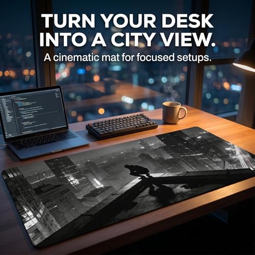 Image of AILKIN Large Gaming Mouse Pad for pc & Laptop, Extended Desk Mat with [58x27cm] City Night Artwork, Non-Slip Mouse Pad for Wireless Mouse & Desk Accessories