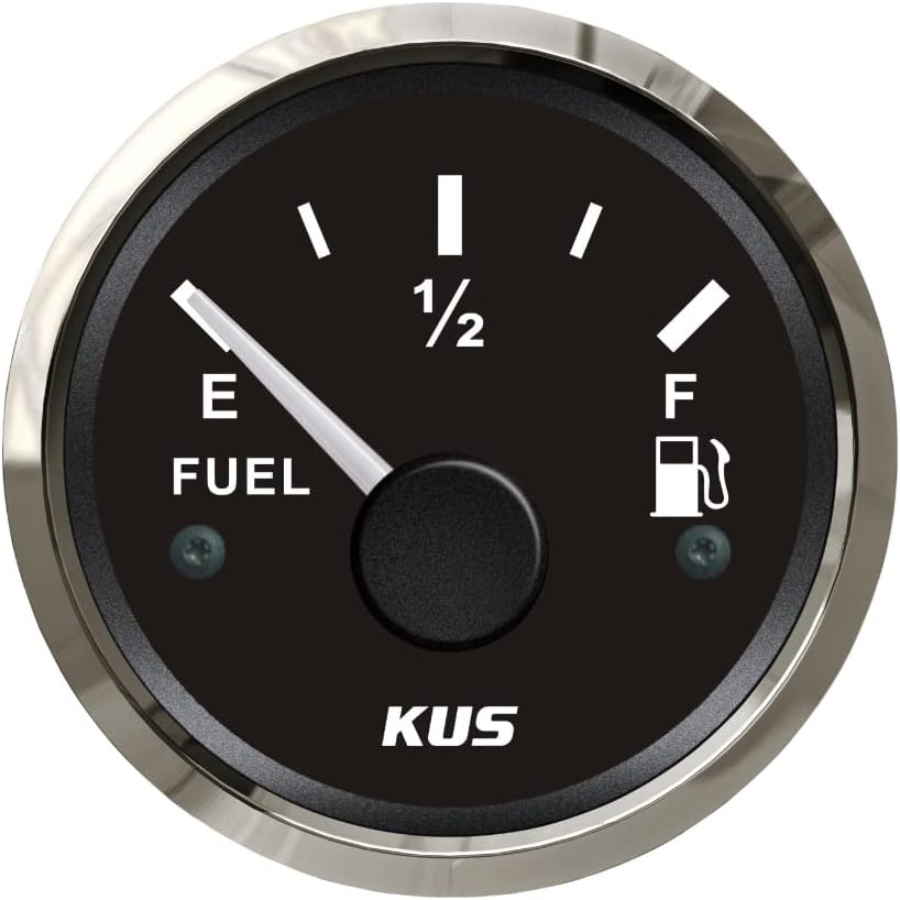 Kus Auto Marine 2" 52mm Fuel Tank Level Gauge Meter Indicator 0-190ohm Signal with Backlight 12 24 Volts