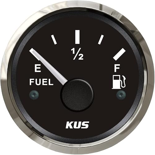 Kus Oil Fuel Level Gauge Meter Indicator 240-33ohm Signal for RV Touring Car Truck Trailer Boat with Backlight 12V 24V 52MM(2")