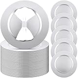 Zhehao 100 Pcs Charger Plates Bulk 13 Inch Round Wedding Chargers Plastic Plate Dinner for Wedding Party Baby Shower Table Setting Event Decoration(Silver)