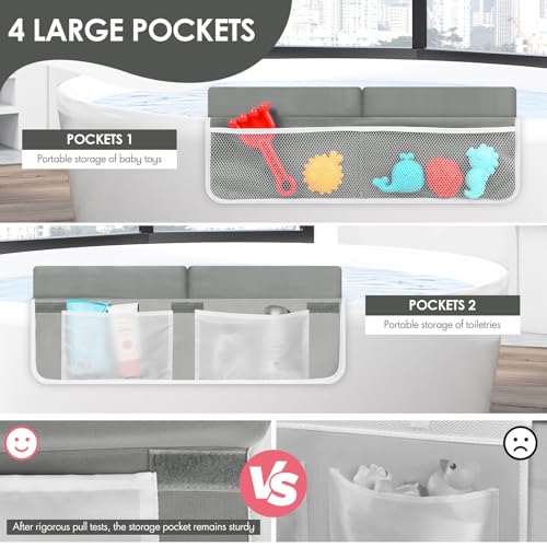 RelaxaTub Bath Kneeler and Elbow Rest Pad Set - 2-Inch Thick Comfortable Baby Bath Kneeler Pads, Quick-Dry Non-Slip Bathtub Mat with Toy Organizer for Knee & Arm Support for Baby Bath Time — view 5