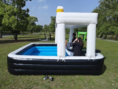 Outdoor Inflatable Pool Bar 16.5x13x11ft PVC Inflatable Pub House Blow Up Pool Bar for Party, Backyard, Patio, Poolside