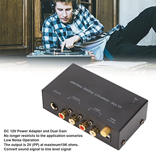 Phono draaitafelvoorversterker,Mini Elektronische Audio Stereo Fonograafvoorversterker met ingang, uitgang en Geluidsarme Bediening,Draagbare Onafhankelijke Knopbediening(EU) - Image 5