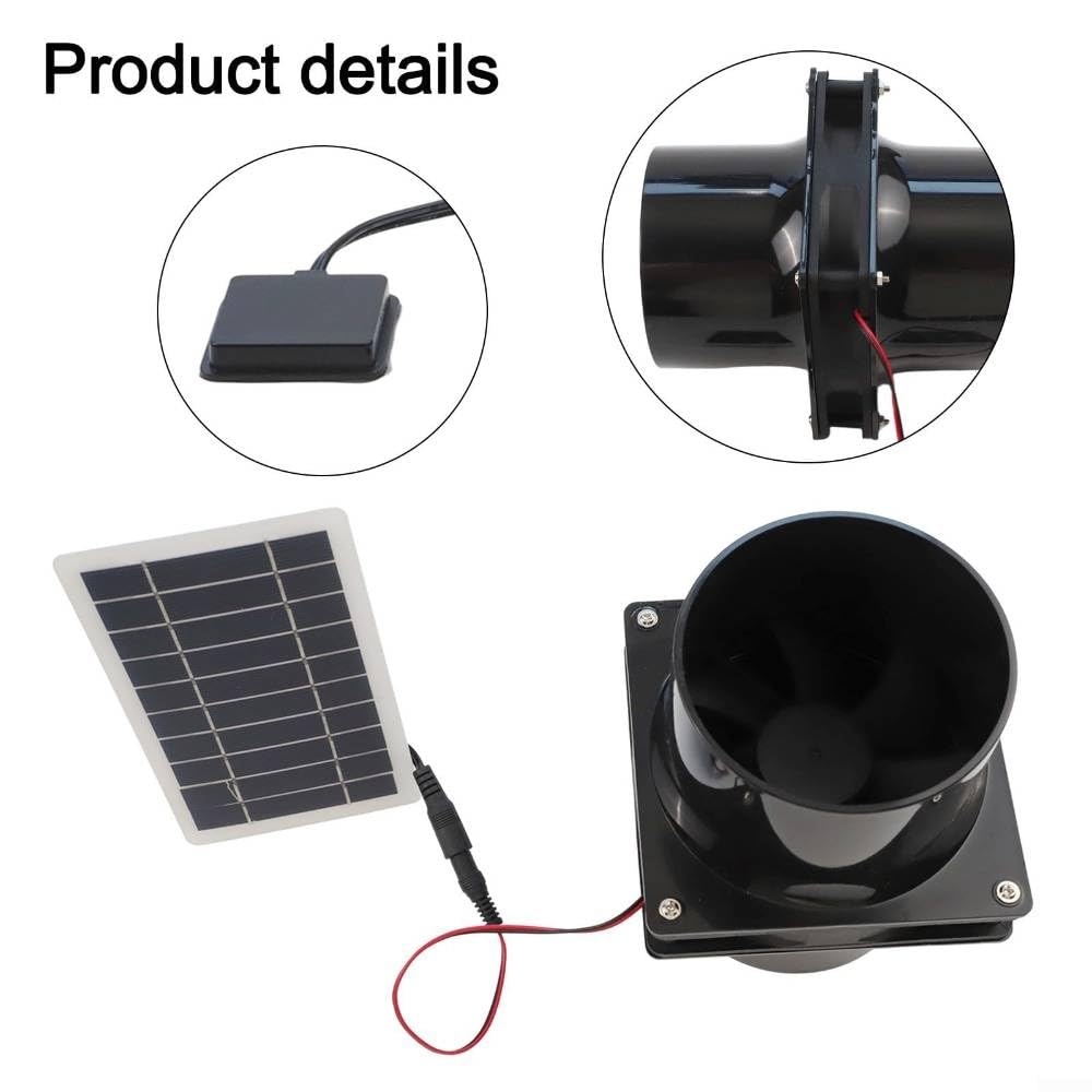 Extractor solar 10W para invernadero, ventilación autónoma 6 pulgadas