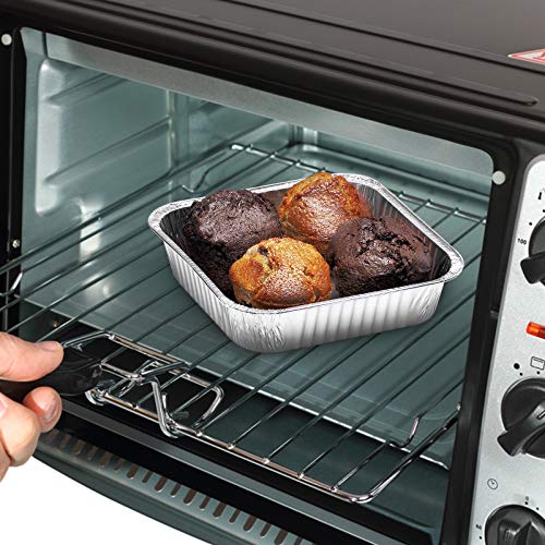 Image of 8x8 Disposable Aluminum Pans With Lids - 50 Pack Foil Pans For Cooking, Baking Cakes, Roasting & Homemade Breads - Disposable Food Containers With Foil Lids