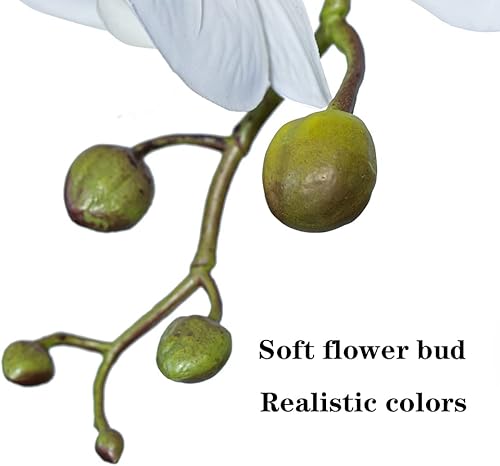 Miniatura 5 de Planta de orquídea artificial, 35 pulgadas, 4 piezas de flores Phalaenopsis con hojas, tallos de orquídea de tacto real para decoración del hogar