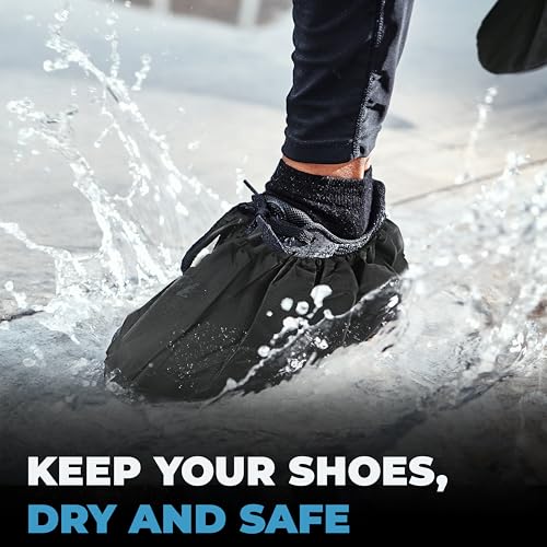 Image of Blue Shoe Guys Reusable Waterproof Shoe Covers - 4 Pack (2 Pairs) - Rain Boot Covers for Men & Women - Durable, Washable, Non-Slip Overshoes for Indoor & Outdoor Protection