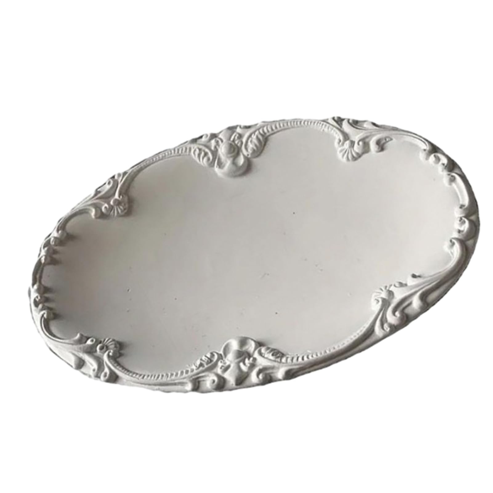 Glifora Embossed Jewellery Tray - Vintage Small Trinket Holder Dish for Rings, Necklaces, Bracelets and Keys, Decorative Dresser Storage Organiser Tray for Women and Girls
