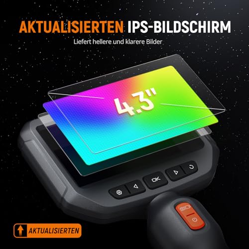 Endoskopkamera mit Licht, DEPSTECH 1080P HD Industrie Endoskop mit 4,3 Zoll IPS Bildschirm, 7mm...