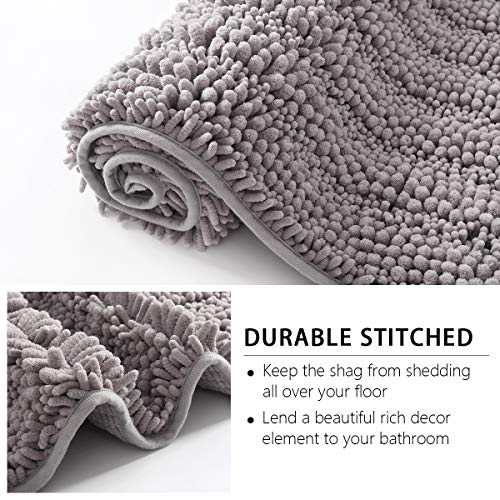 Deartown Non-Slip Shaggy Bathroom Rug,Soft Microfibers Bath Mat With Water Absorbent, Machine Washable (27.5X47 Inches, Silver Grey) #TOP3