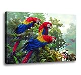 Beautiful Parrot Pictures Wall Decor - 1 Piece Canvas Wall Art Nature Paintings Antique Painting HD