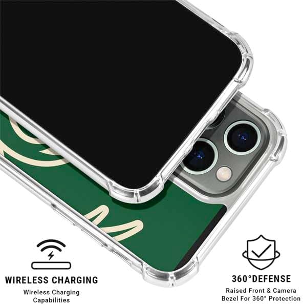 Skinit Clear Phone Case Compatible with iPhone 16 Pro - Officially Licensed NBA Milwaukee Bucks Large Logo Design