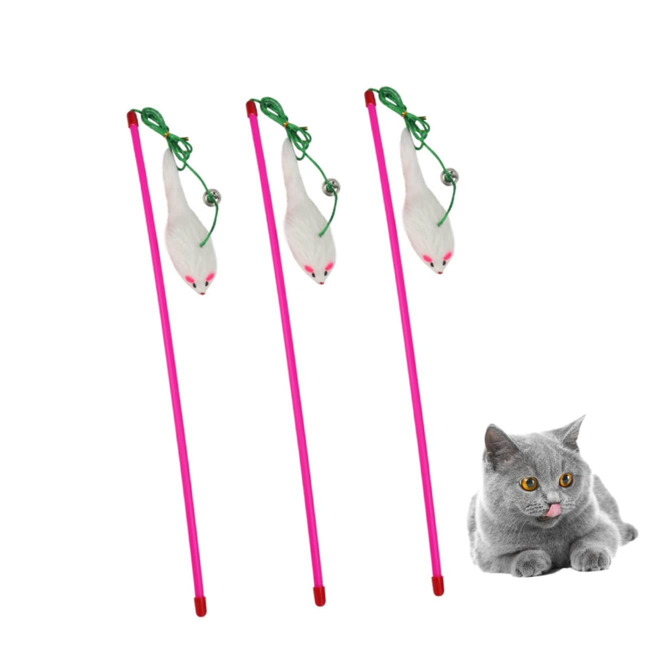 POPETPOP 10stücke Interaktive Katzenangel Mit Mausdesign Lustiges Spielzeug Für Katzen Fördert Und Geistige Anregung Zufällige Farben Für Katzentraining Und
