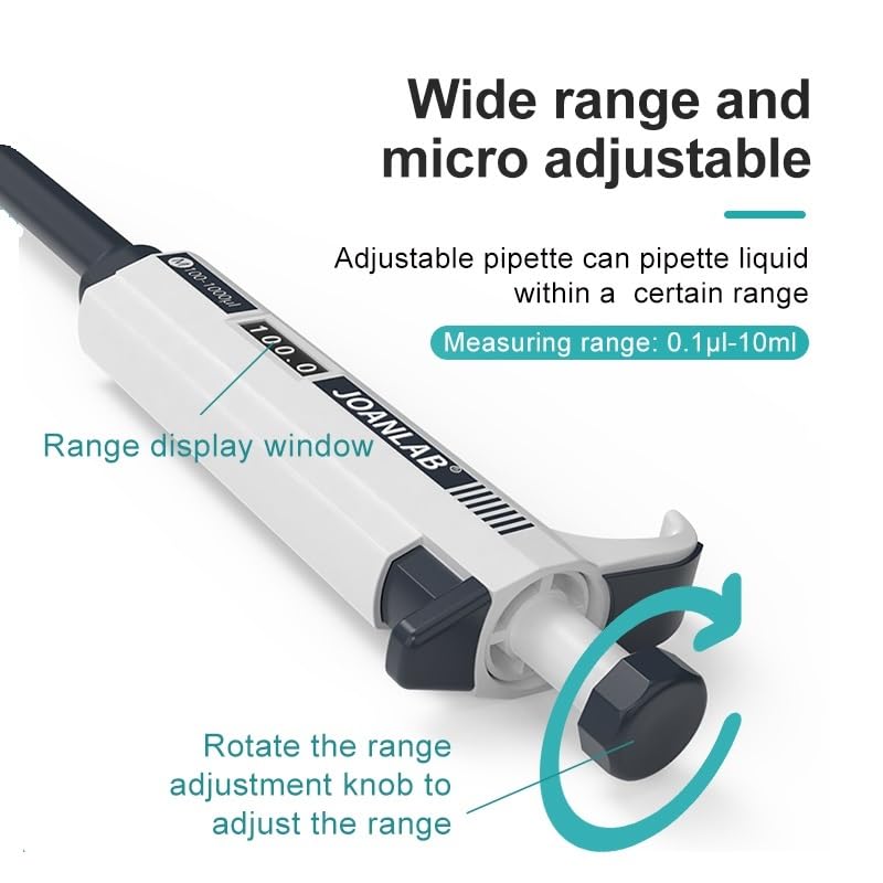 Micropipette Laboratory Automatic Pipette Digital Adjustable Plastic Chemistry Lab Equipment with Tips(5-50ul)