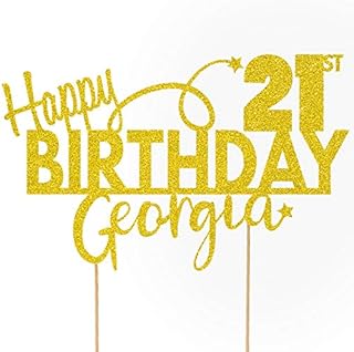 Personalised Happy Birthday Glitter Cake Topper by Cakeshop | Custom Colour Any Name & Any Age Glitter Cake Decoration for 1st 10th 16th 18th 20th 21st 30th 40th 50th 60th 70th 80th (Dark Silver)