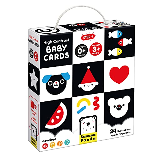 Image of Banana Panda High-Contrast Baby Cards - 24 Illustrations on 12 Large 2-Sided Cards, Designed for Babies 0 Months and 3 Months +