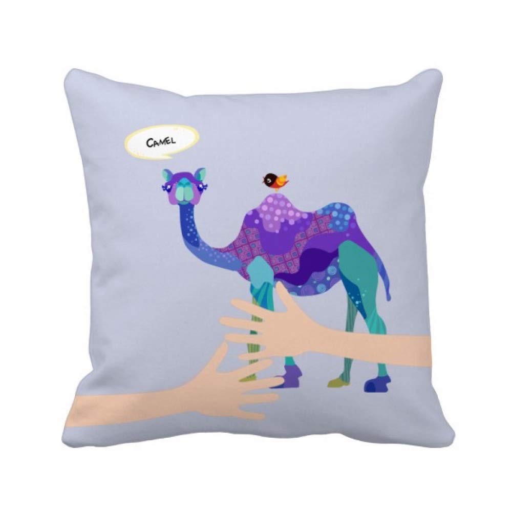 Coussin de Couvrir Oiseau Bleu Violet Cartoon Camel d'Excellence