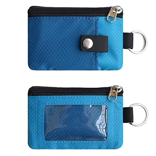 Image of CHENSPRX Minimalist RFID Blocking Small Wallet with ID Window,WaterResistant Zip Id Case Wallet with Lanyard Keychain for Cards,Cash,Travel,Women,Men
