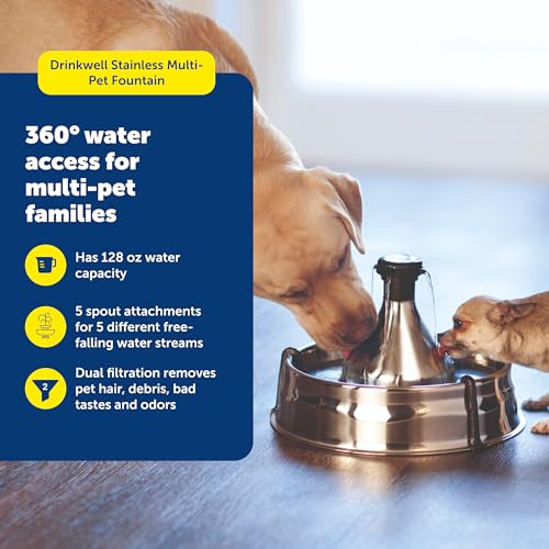 PetSafe Drinkwell 360 Stainless Steel Pet Fountain — 128oz Multi-Pet — view 3
