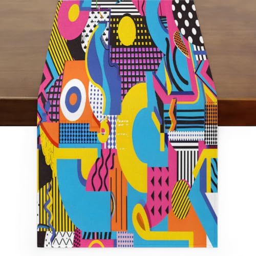 Chemin de table abstrait de 274,3 cm anti-rayures pour grande table