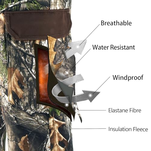 LOOGU Men's Fleece Lined Insulation Camo Hunting Pants Windproof Water-Resistant Softshell Tactical Pants for Men3