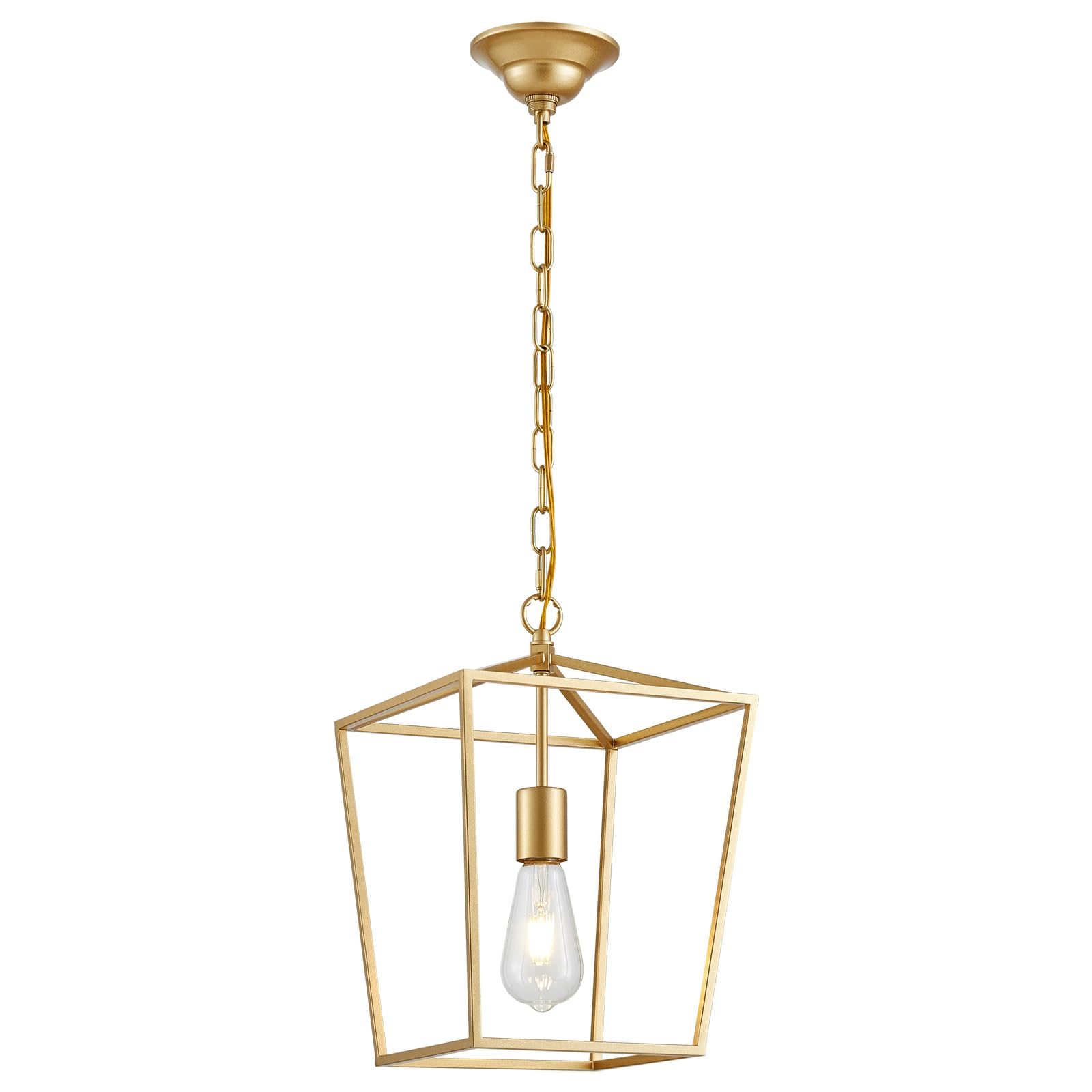 Photo 1 of ANJIADENGSHI Lantern Pendant Light Lantern Iron Cage 1 E26 Bulbs Gold Chandelier for Dining Room Kitchen(Bulbs Not Included)