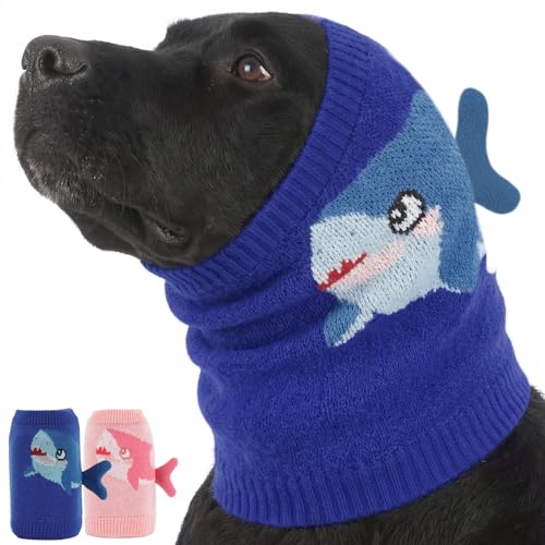 Image of Nanaki Soft Dog Ear Muffs Noise Protection for Thunder Fireworks Dog Ear Cover for Grooming Bath,Comfort Calming No Shake Ear Wraps for Dogs Hematoma,Snoods for Eating Drinking with Cute Shark