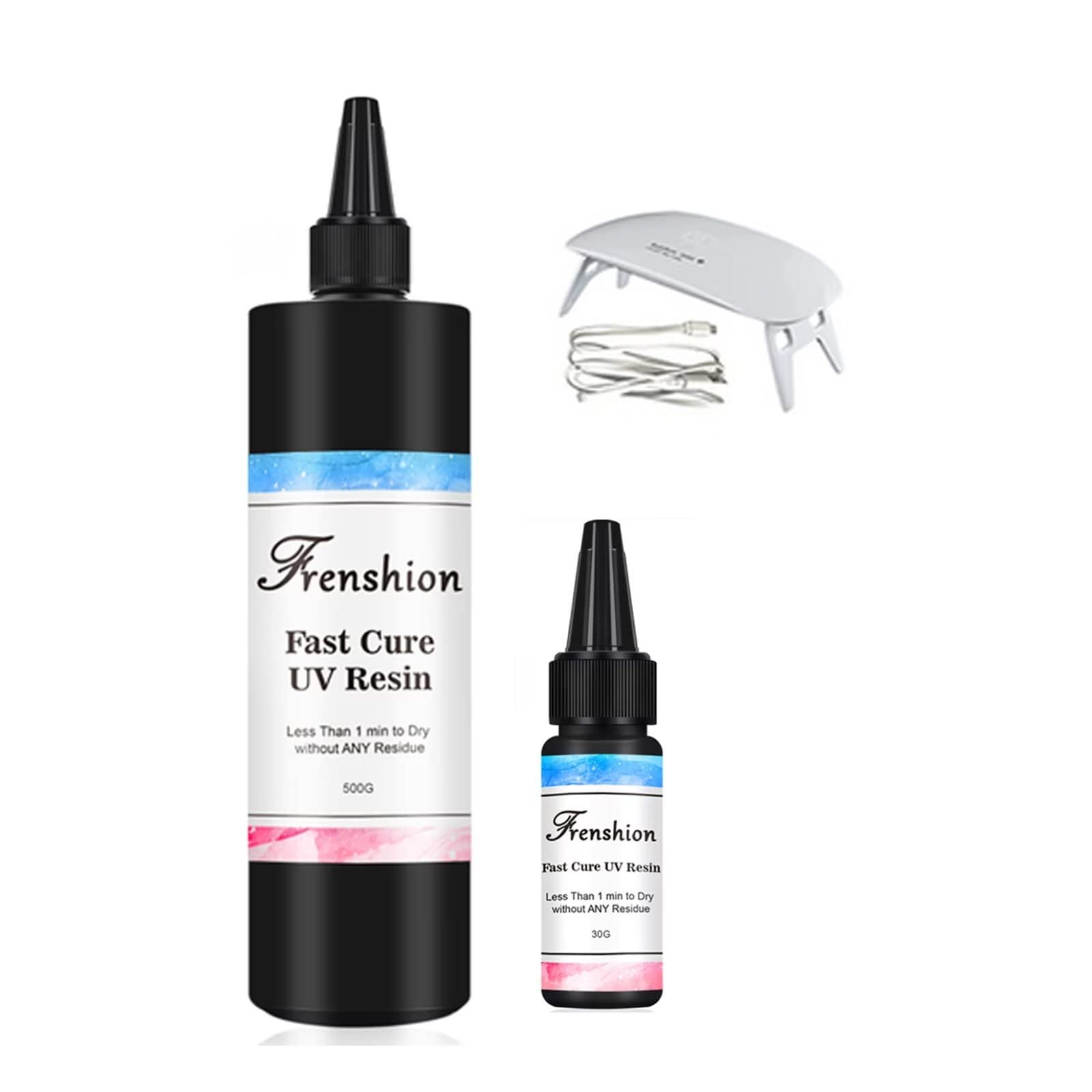 500G+30G Lastest Uv Hard Resin,Fastest Curing,Ultraviolet Solar No Yellowing High Transparency Resin for Jewelry Making Casting & Coating,Craft DIY+Protable Mini Lamp