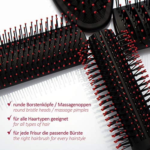 Foto von com-four® 4-teiliges Stylingset mit verschiedenen Haarbürsten mit Softgriff - Allzweckbürste, Rundbürste, Skelettbürste, Sassoon Bürste (04-teiliges Set)