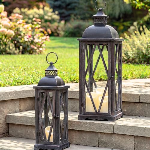 Perfnique Farmhouse Outdoor Lanterns for Patio...