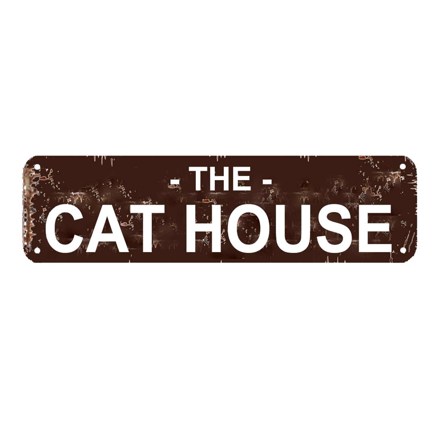 The Cat House Sign Funny Metal Door Name Plate Plaque Rustic Man Cave Vintage Novelty Street Farm House Garage Wall Decor Metal Sign 15.8 x 3.94 Inch
