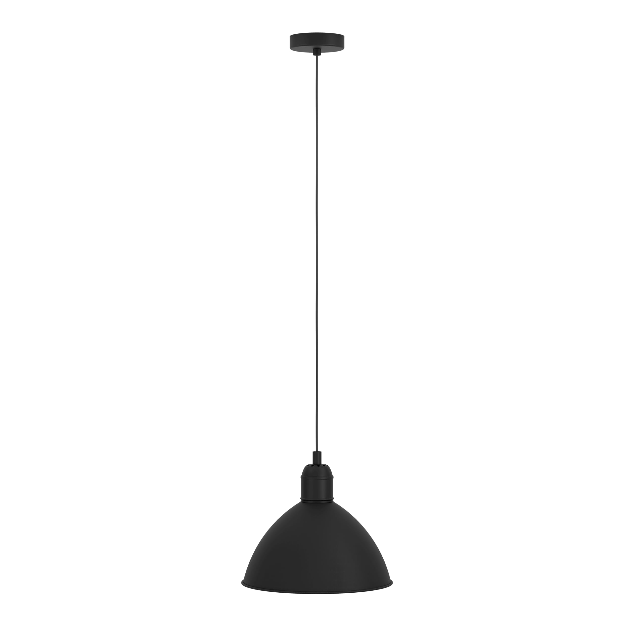 EGLO Pendant lighting Priddy, ceiling light fitting for dining and living room, black metal hanging lamp with E27 socket, Ø 12 in