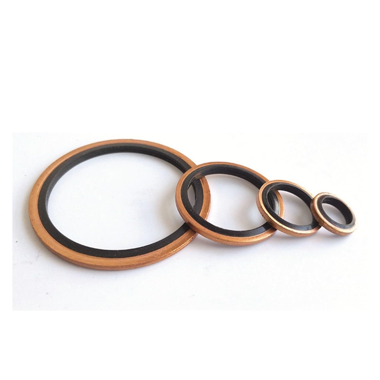 Latón arandela plana, 1 Uds M6/M8/M10/M12/M14/M16~60mm junta de sellado de almohadilla de tubo de aceite de caucho hidráulico de alta presión NBR surtido de arandelas unidas de cobre y Metal(M6)