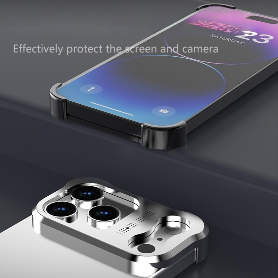 Paraurti di lusso irregolare in lega di titanio per iPhone 17 Air Pro Max 16 15 14 13, protezione per l'obiettivo, antiurto, traspirante, senza bordi (per iPhone 17 Pro/VIOLA)