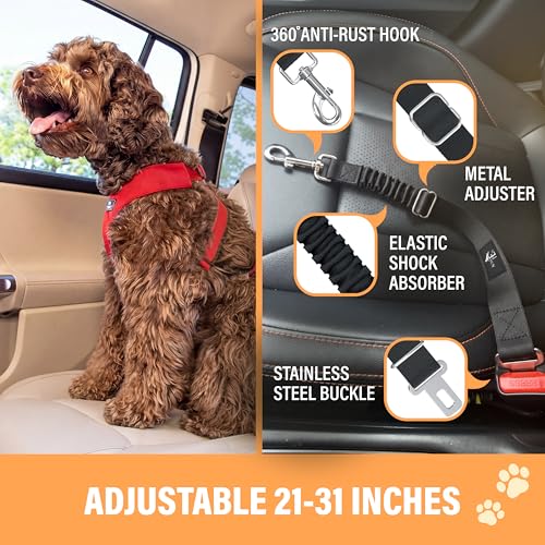 Image of Active Pets Dog Seatbelt, Adjustable Safety Dog Seat Car Harness, Dog Seat Belt for Pets - Durable Dog Seatbelts for Cars - Dog Car Seat Belt for Dogs, Dog seat Belts for Large Dogs, Medium, & Small