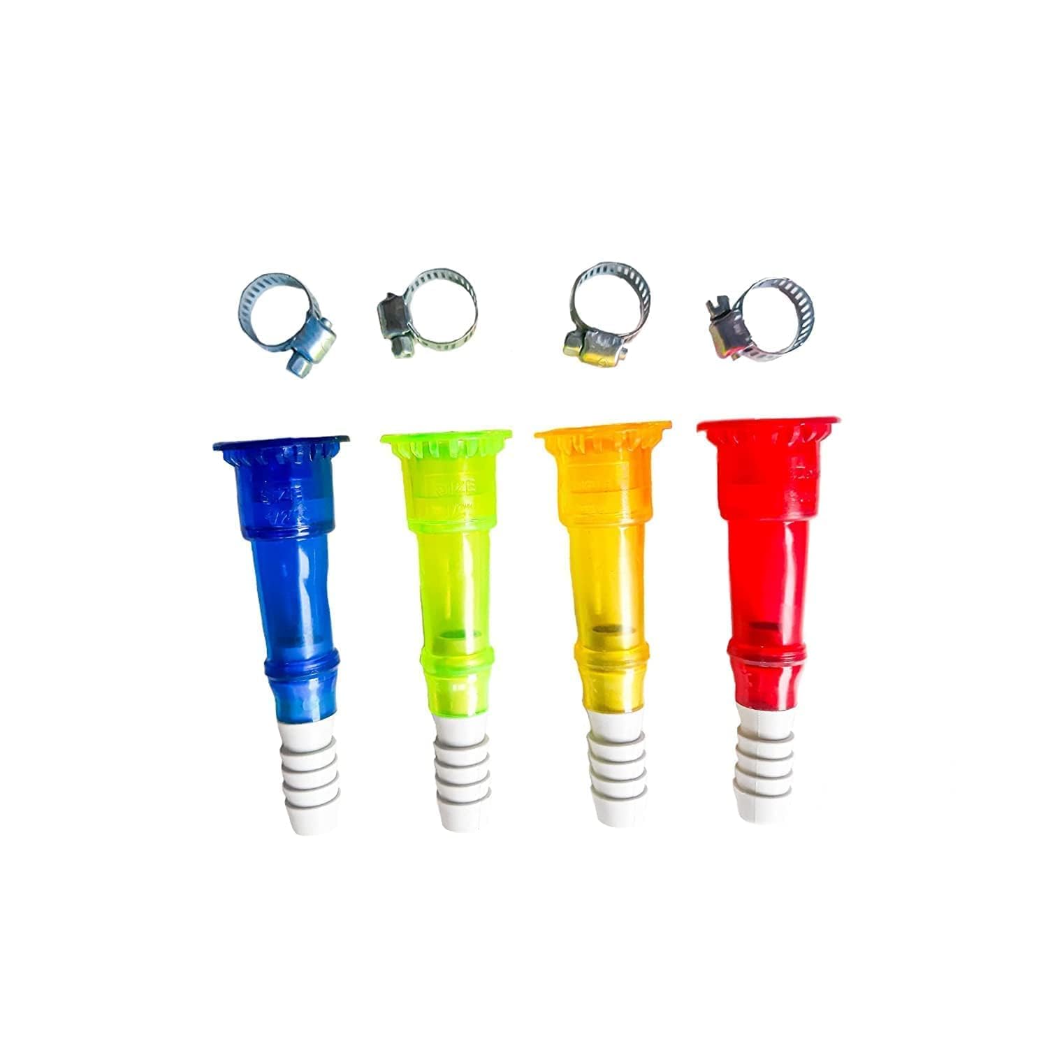 R.P.S Traders Pvc Water tap hose connector/rubber pipe jointer/pipe nozzle chilam 1/2 inch with Adjustable hose spring clip clamp for washroom, kitchen,home, garden use - Set of 4 (color may vary)