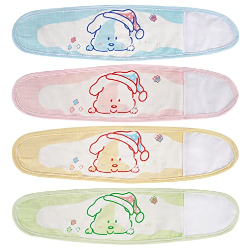 Image of Liitrton 4 PCS Cartoon Pattern Cotton Baby Infant Umbilical Cord Belly Band for 0-12 months (Random Color, Cute Dog)