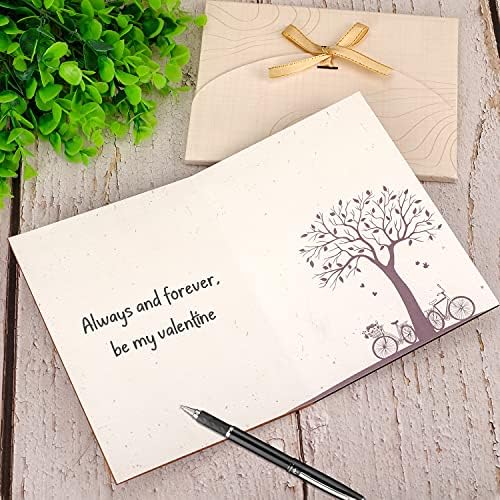 Creawoo Handmade Wood I Love You Greeting Card, Wooden Happy Anniversary, Wedding, Romantic Birthday, Dating, Valentine's Day Greeting Cards for Her Him Wife Husband Girlfriend Boyfriend