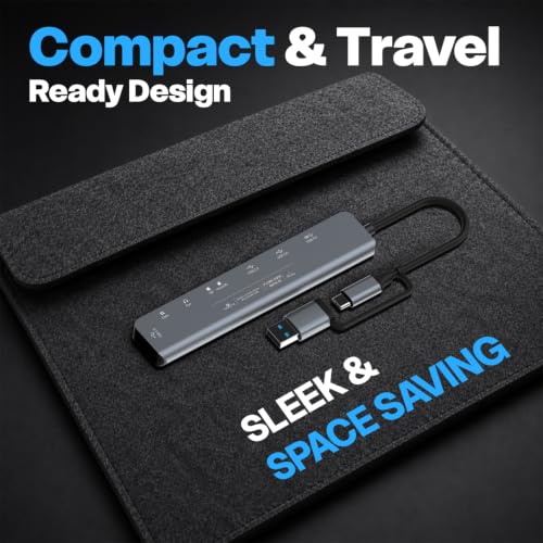 Image of Amkette 8-in-1 Plus (A+C) USB Hub for Laptop, USB Hub Type C with USB 3.0, SD /TF Card Reader, 3.5mm Audio Jack, External HDD Support, Type C Hub Compatible with Windows, macOS & Linux