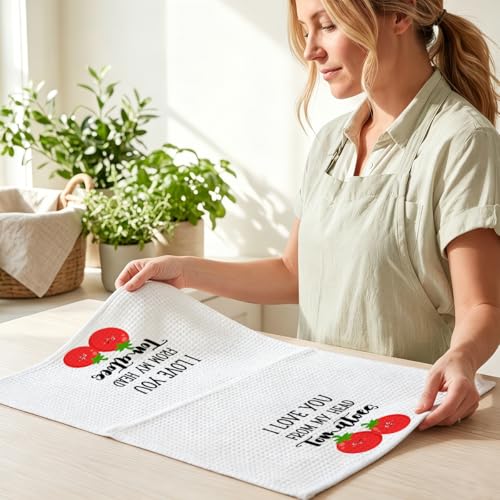 Image of 4 Pcs Funny Vegetable Kitchen Towels 24x14 Inch, Chili Carrot Pepper Tomato Decor Microfiber Reusable Tea Towels for Kitchen Farmhouse, Durable Waffle Dish Drying Towel, Plant Gifts for Women Mom